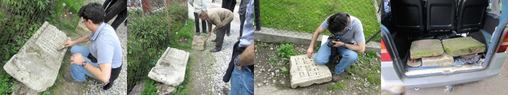 Headstone cleaning by Alex and locals, and our transport