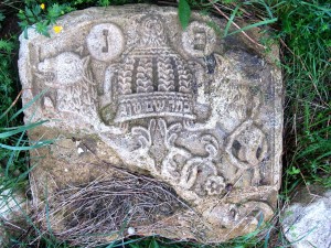One of many headstones recovered from the garden and courtyard