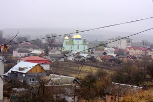 The St. George church on vul. Shevchenko, viewed from the hill overlooking Rohatyn.