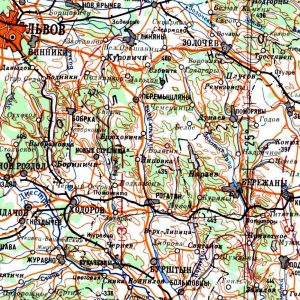 A detail of the M-35 master map for the series including the Berezhany map